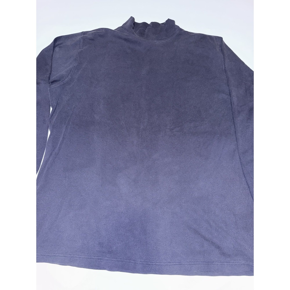 Y2K Lands' End Men XL Sweater Navy Blue Mock Neck 100% Cotton Casual Preppy Top